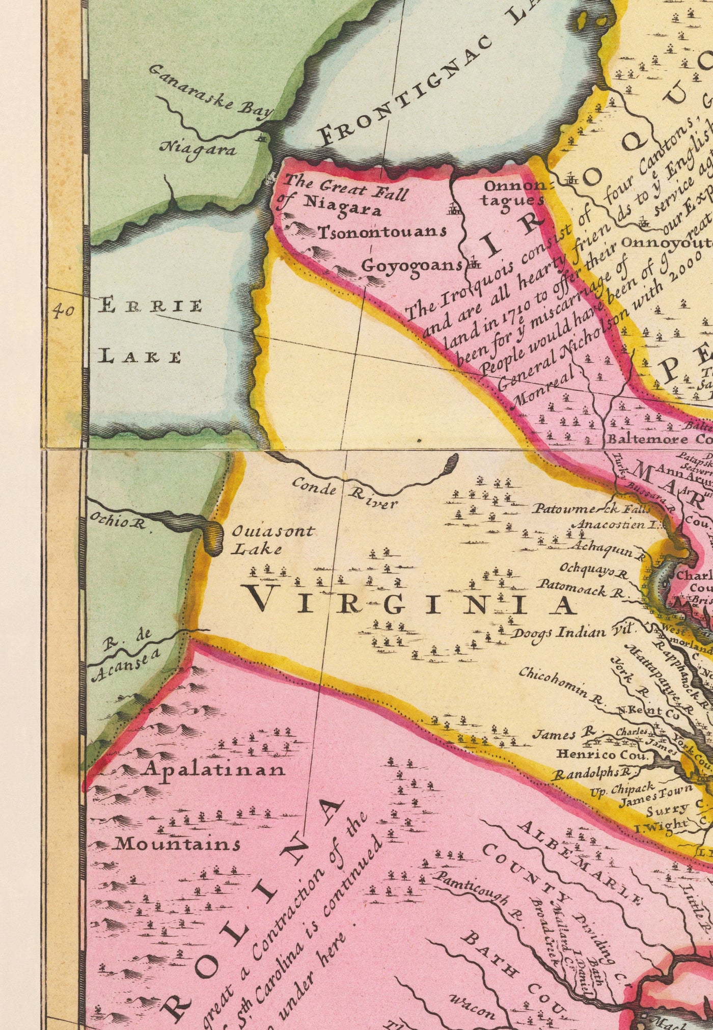 Alte Karte von Nordamerika 1715 von Herman Moll - Neuengland, Neuschottland, New York, Carolina, Französisch & Dreizehn britische Kolonien 