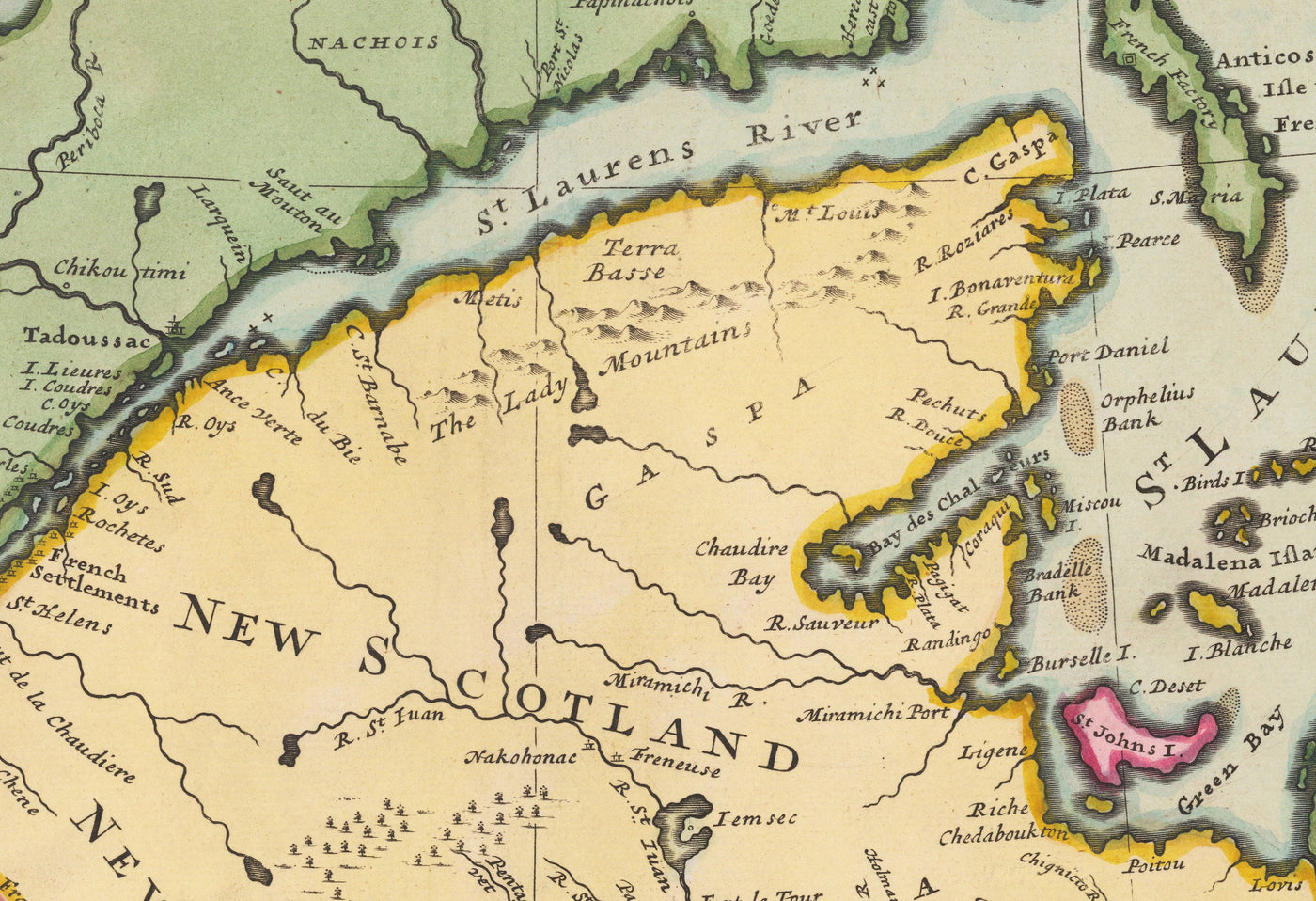 Alte Karte von Nordamerika 1715 von Herman Moll - Neuengland, Neuschottland, New York, Carolina, Französisch & Dreizehn britische Kolonien 