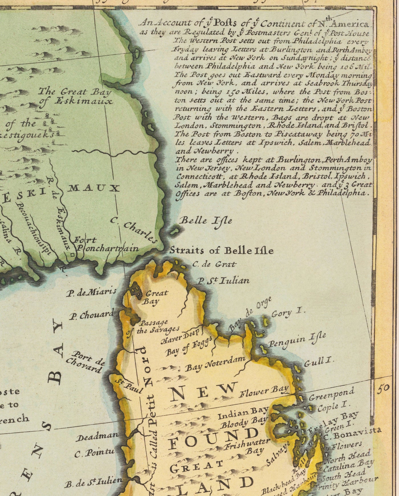 Alte Karte von Nordamerika 1715 von Herman Moll - Neuengland, Neuschottland, New York, Carolina, Französisch & Dreizehn britische Kolonien 