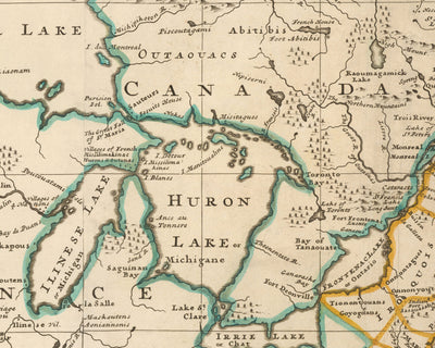 Old Map of North America, 1720 by Herman Moll - USA, Canada, Mexico - French, Spanish & English Colonial Atlas