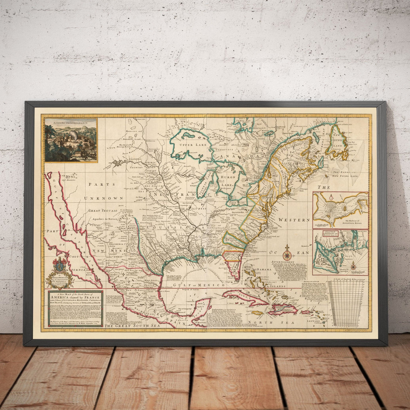 Old Map of North America, 1720 by Herman Moll - USA, Canada, Mexico - French, Spanish & English Colonial Atlas