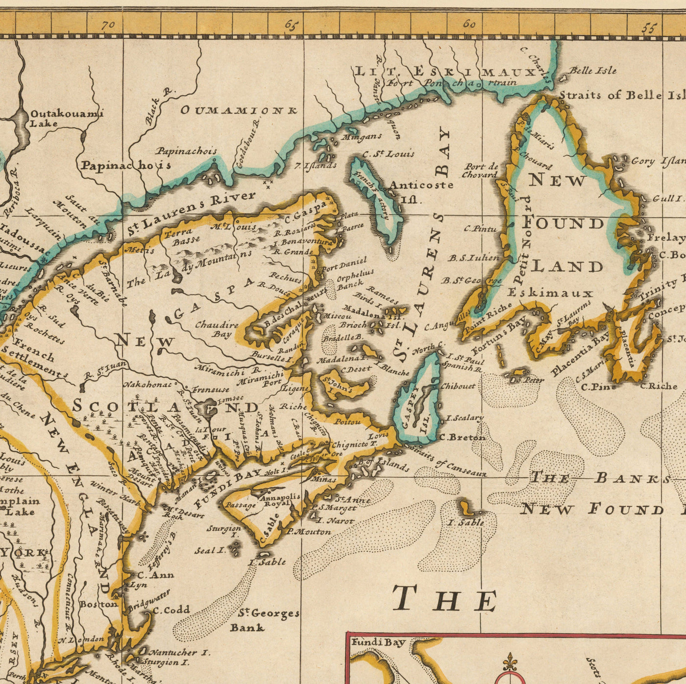 Old Map of North America, 1720 by Herman Moll - USA, Canada, Mexico - French, Spanish & English Colonial Atlas