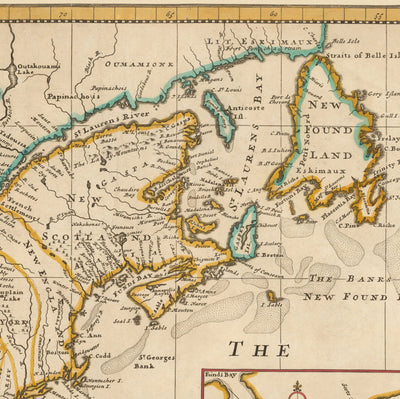 Old Map of North America, 1720 by Herman Moll - USA, Canada, Mexico - French, Spanish & English Colonial Atlas