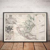 Mappa antica del Nord America, 1719 di Herman Moll - USA, Canada, Messico, Caraibi, Latino, Atlantico, Pacifico - La 'Mappa del merluzzo' 