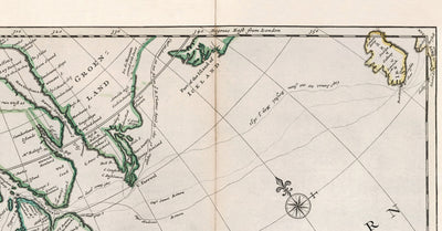 Mapa antiguo de América del Norte, 1719 por Herman Moll - EE. UU., Canadá, México, Caribe, Latín, Atlántico, Pacífico - El 'mapa de bacalao'