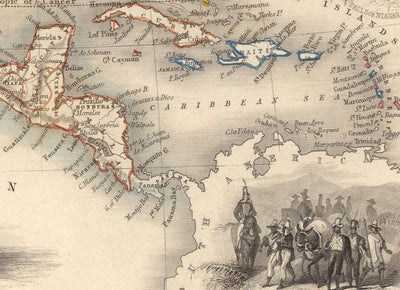 Alte Karte von Nordamerika, 1851 von Tallis & Rapkin - Illustriertes USA, Kanada, Mexiko, Eskimos, Biber, Einheimische 