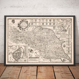Alte Karte von Nord- und Ost-Yorkshire, 1611 von John Speed - Hull, York, Middlesbrough, Harrogate 