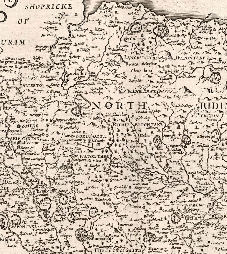Ancienne carte du Yorkshire du Nord et de l&