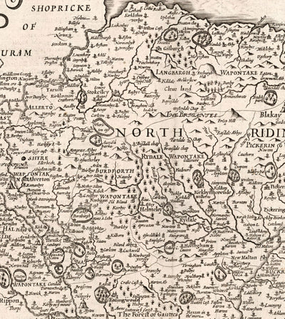 Old Map of North and East Yorkshire, 1611 by John Speed - Hull, York, Middlesbrough, Harrogate