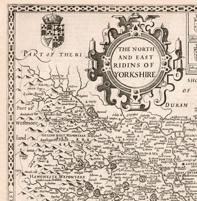 Old Map of North and East Yorkshire, 1611 by John Speed - Hull, York, Middlesbrough, Harrogate