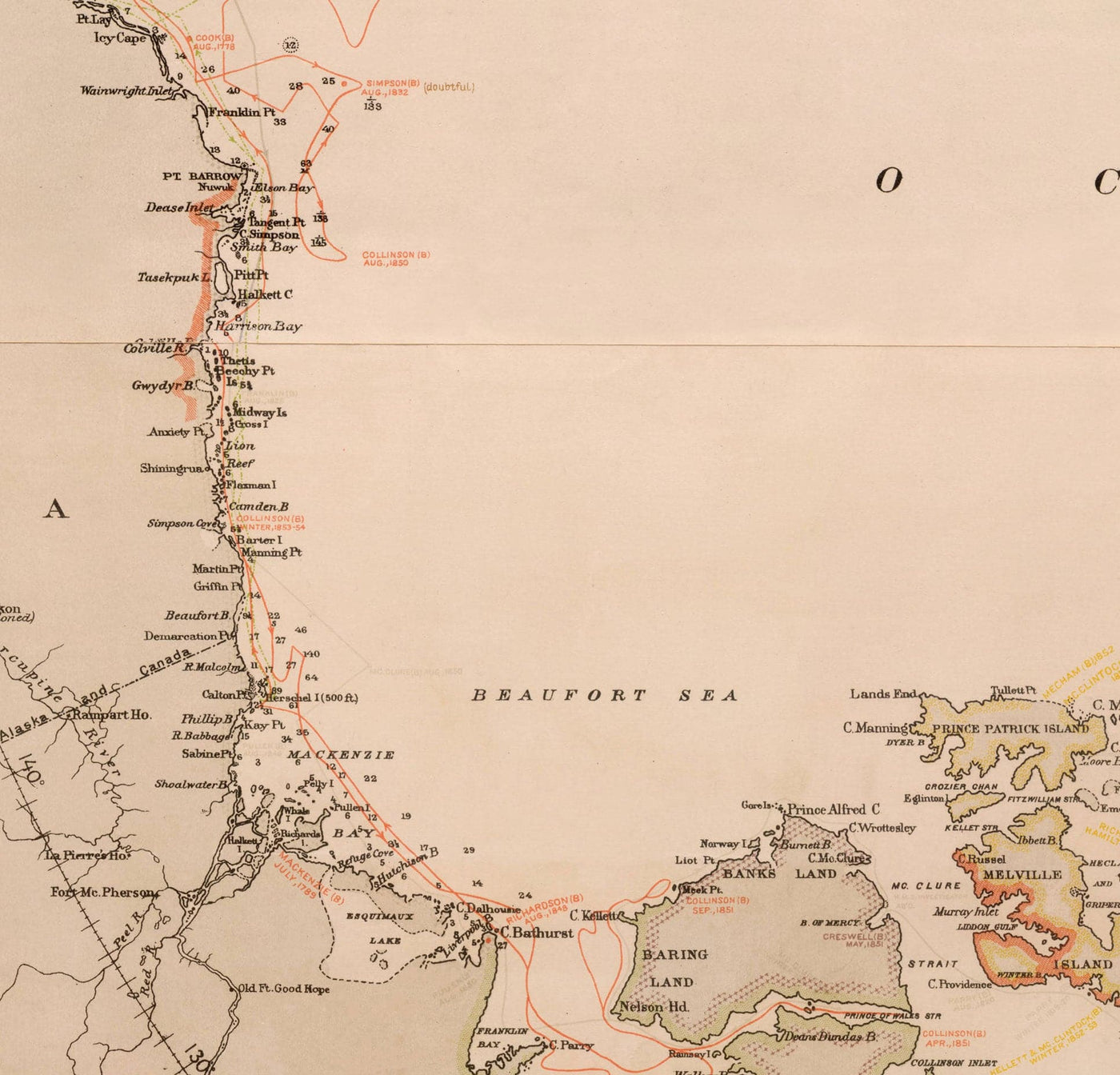 Old North Pole Exploration Map, 1896 by US Navy - Svalbard, Iceland, Greenland, Arctic Circle Explorers