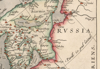 Old Map of North Sea and Atlantic, 1575 with Mythical Frisland by Abraham Ortelius - Scandinavia, British Isles, Iceland, Greenland