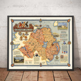 Alte Karte von Nordirland, Ulster von Ernest Clegg, 1947 - Eire, Antrim, Belfast, Londonderry, Lough Neagh, Down 
