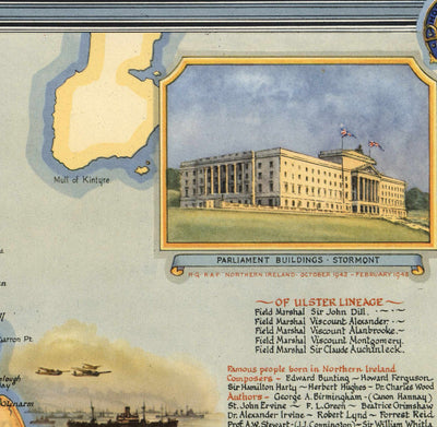 Ancienne carte de l'Irlande du Nord, Ulster de Ernest Clegg, 1947 - Eire, Antrim, Belfast, Londonderry, Lough Neagh, Down