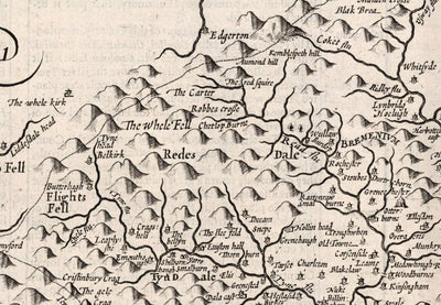 Old Map of Northumberland in 1611 - Newcastle, Gateshead, Hadrian's Wall, South Shields, Tyne and Wear