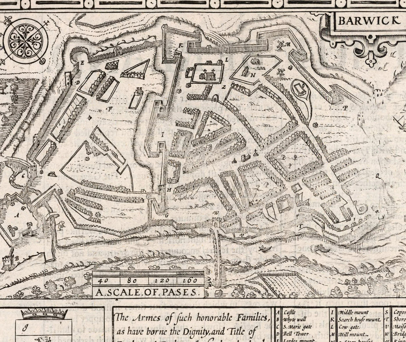 Old Map of Northumberland in 1611 - Newcastle, Gateshead, Hadrian's Wall, South Shields, Tyne and Wear