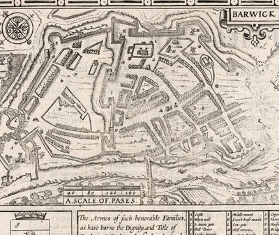 Old Map of Northumberland in 1611 - Newcastle, Gateshead, Hadrian's Wall, South Shields, Tyne and Wear