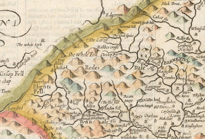 Alte Karte von Northumberland im Jahr 1611 von John Speed - Newcastle, Gateshead, Hadrianswall, Tyne und Wear 