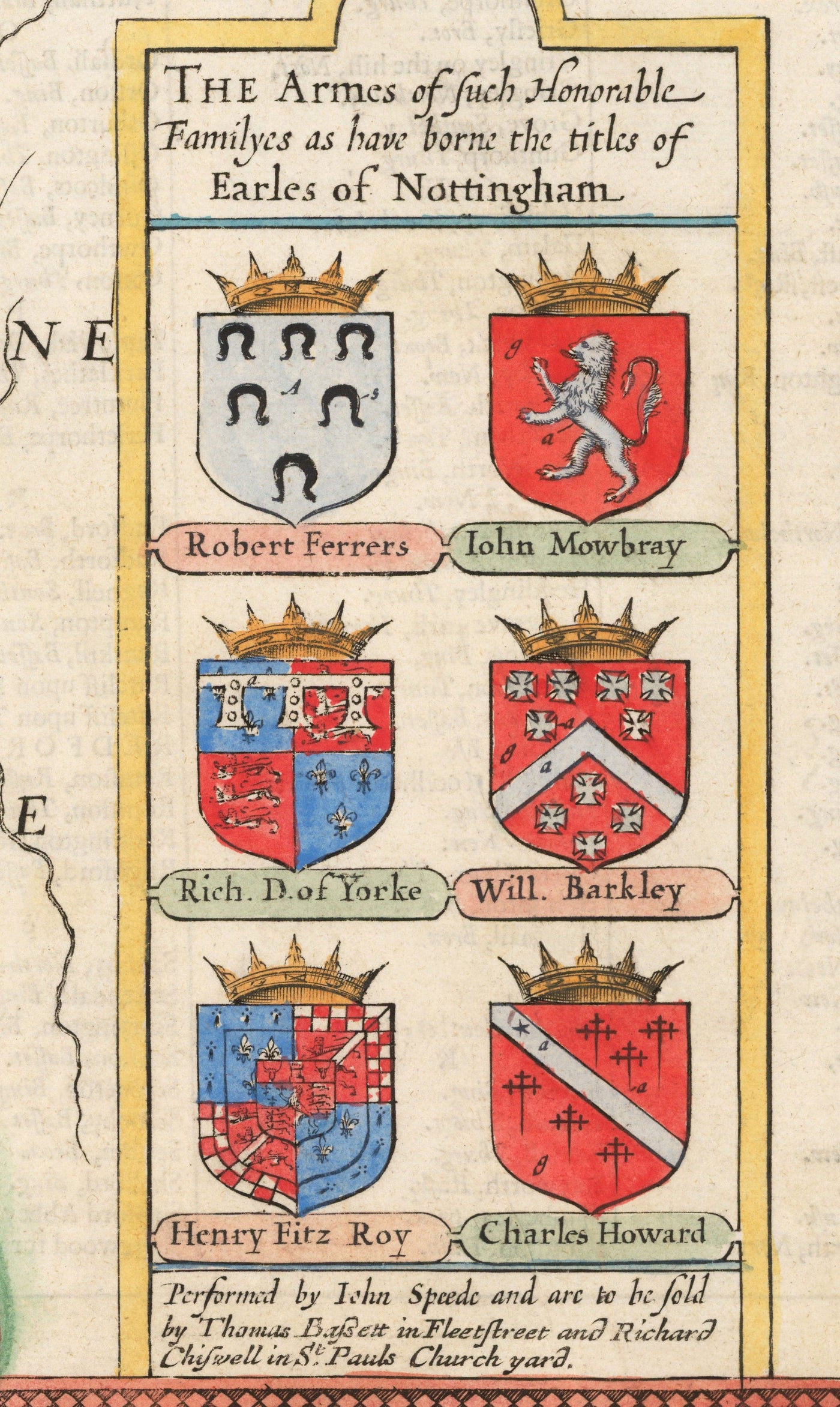 Alte Karte von Nottinghamshire, 1611 von John Speed - Nottingham, Mansfield, Newark, Worksop 