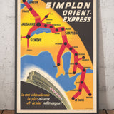 Antiguo póster del tren Orient Express, 1947 por Walther Spinner - Simplón, París, Lausana, Ginebra, Venecia, Londres, El Cairo