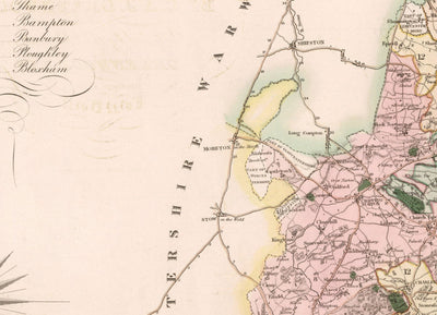Old Map of Oxfordshire, 1829 by Greenwood - Oxford, Banbury, Abingdon, Bicester, University