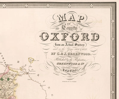 Old Map of Oxfordshire, 1829 by Greenwood - Oxford, Banbury, Abingdon, Bicester, University