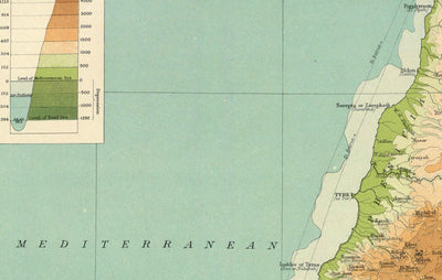 Ancienne carte de la Palestine en 1922 par Bartholomew - Jérusalem, Jaffa, Gaza, Amman, Jéricho