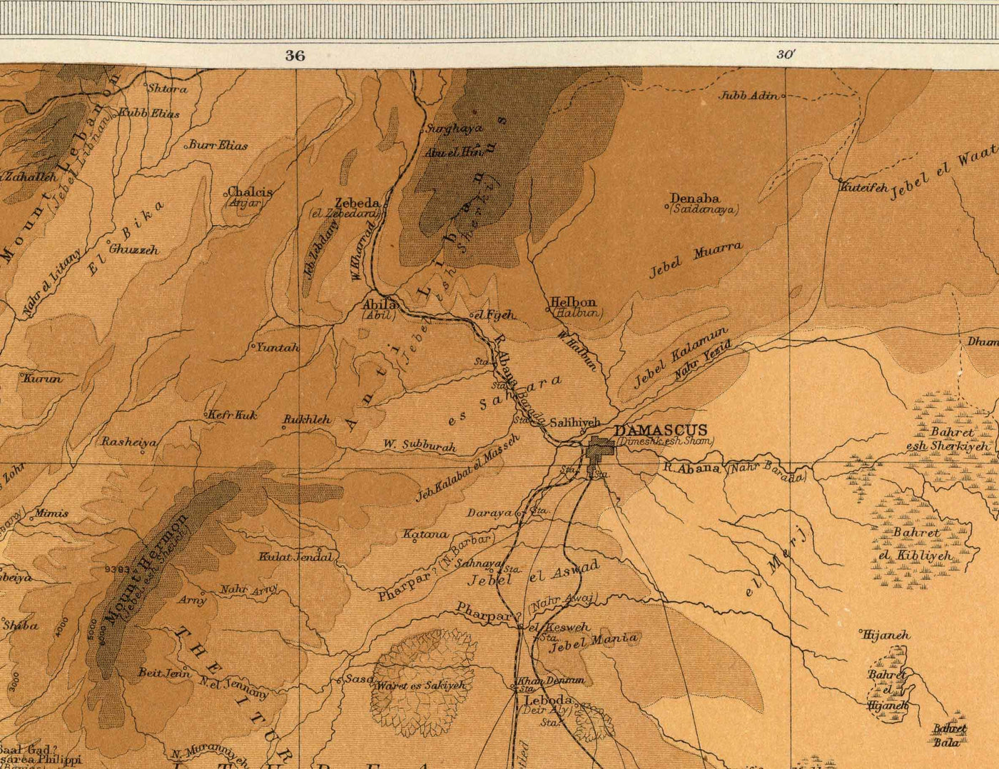 Ancienne carte de la Palestine en 1922 par Bartholomew - Jérusalem, Jaffa, Gaza, Amman, Jéricho