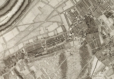 Rare Old Map of Paris, 1795 by Roussel - 18th Century Louvre, Les Invalides, Champs-Élysées