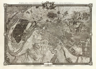 Rare Old Map of Paris, 1795 by Roussel - 18th Century Louvre, Les Invalides, Champs-Élysées
