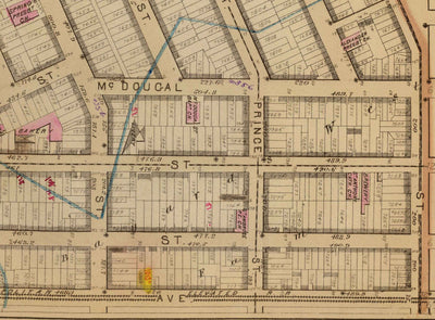 Alte Karte von Hudson Square & Tribeca, 1879 - Untermanhattan Wards NYC, Houston St, Holland Tunnel, Canal St, Varick St, Hudson St 
