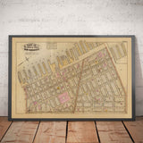 Ancienne carte de Hudson Square & Tribeca, 1879 - quartiers de Lower Manhattan NYC, Houston St, Holland Tunnel, Canal St, Varick St, Hudson St