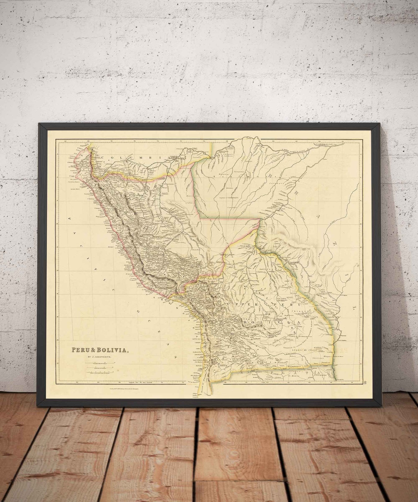 Mapa antiguo de Perú y Bolivia, 1842 por Arrowsmith - Alto Perú, Chile, América del Sur, Andes, La Paz, Lima, Atacama
