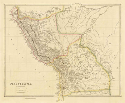 Mapa antiguo de Perú y Bolivia, 1842 por Arrowsmith - Alto Perú, Chile, América del Sur, Andes, La Paz, Lima, Atacama