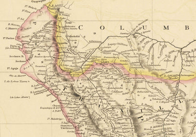 Mapa antiguo de Perú y Bolivia, 1842 por Arrowsmith - Alto Perú, Chile, América del Sur, Andes, La Paz, Lima, Atacama