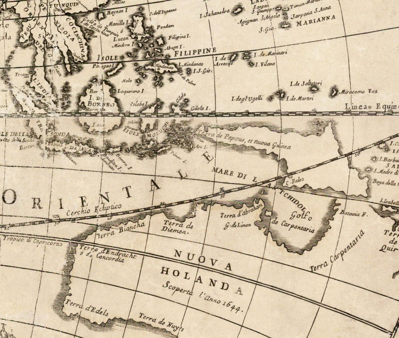 Mapa del Viejo Mundo, 1700 - Mapa del Atlas Antiguo Monocromo raro, Arte de la Pared Vintage por Paolo Petrini