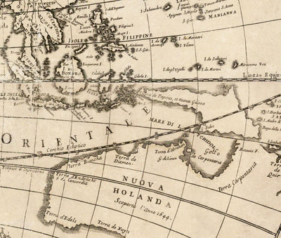 Mapa del Viejo Mundo, 1700 - Mapa del Atlas Antiguo Monocromo raro, Arte de la Pared Vintage por Paolo Petrini