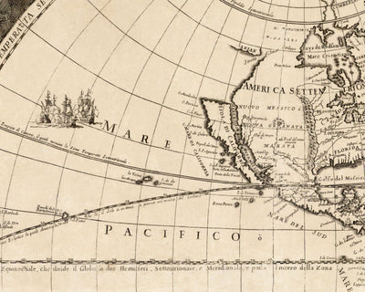 Mapa del Viejo Mundo, 1700 - Mapa del Atlas Antiguo Monocromo raro, Arte de la Pared Vintage por Paolo Petrini