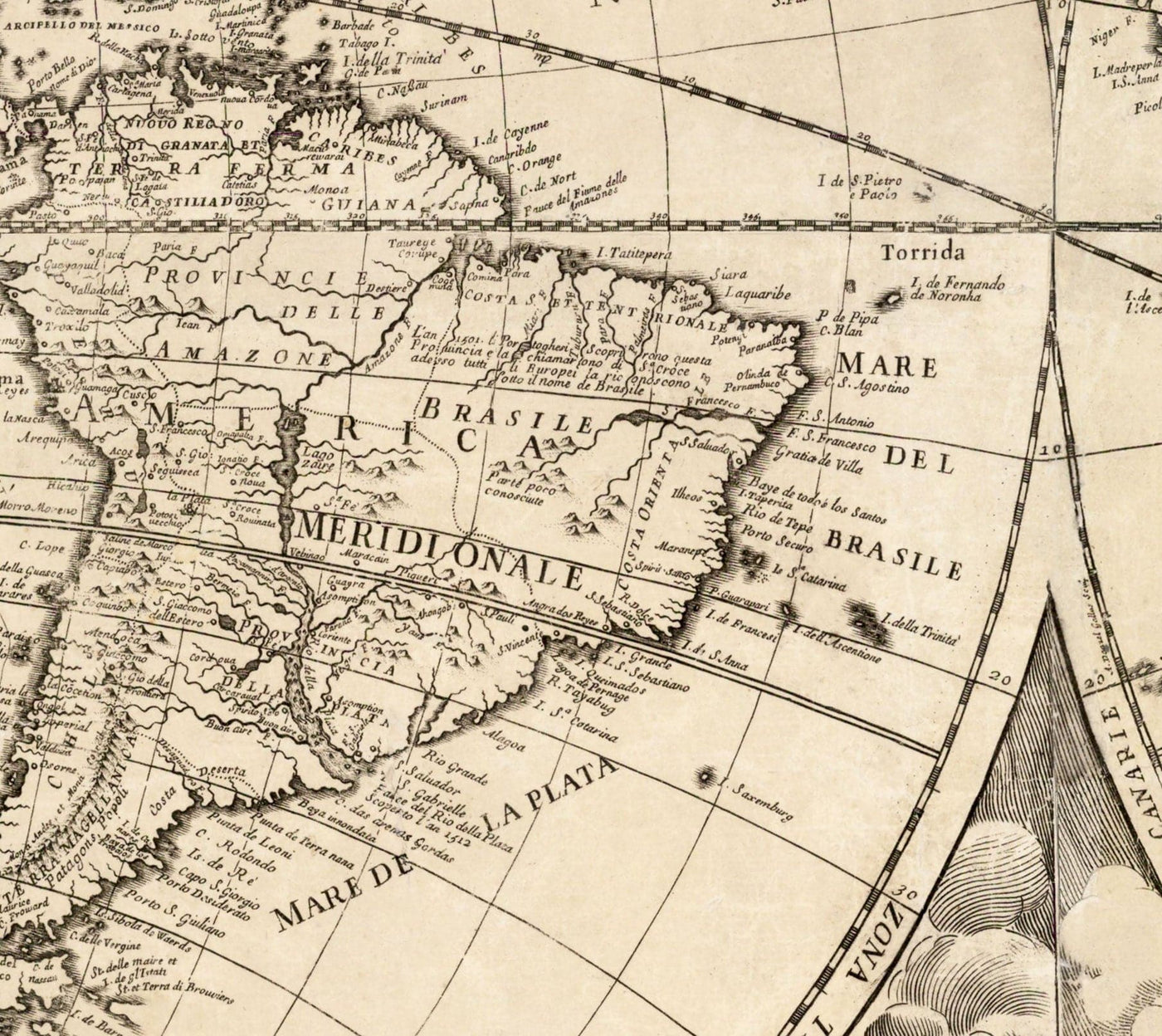 Mapa del Viejo Mundo, 1700 - Mapa del Atlas Antiguo Monocromo raro, Arte de la Pared Vintage por Paolo Petrini