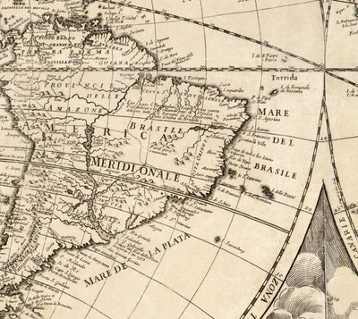 Mapa del Viejo Mundo, 1700 - Mapa del Atlas Antiguo Monocromo raro, Arte de la Pared Vintage por Paolo Petrini