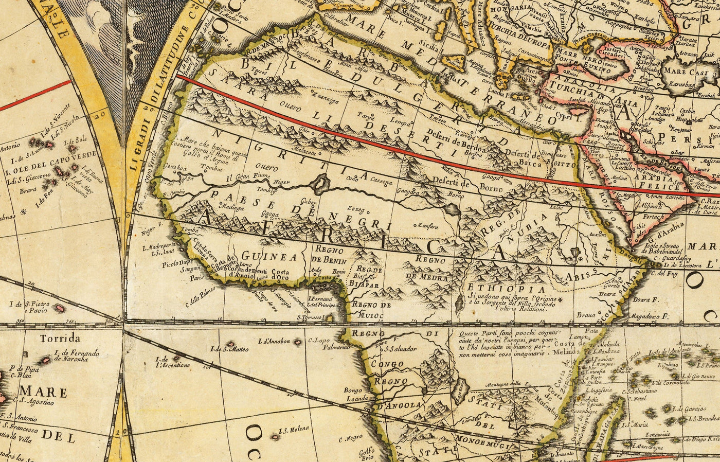 Old World Atlas Map, 1700 by Paolo Petrini - Rare Antique Handcoloured Map