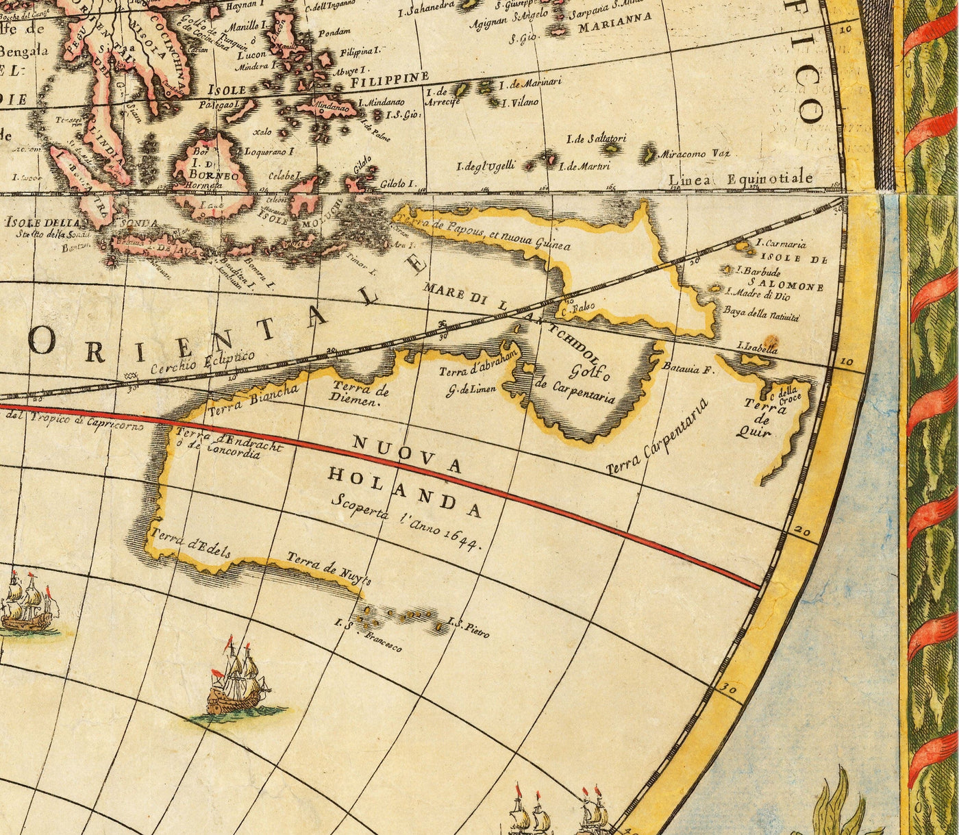 Old World Atlas Map, 1700 by Paolo Petrini - Rare Antique Handcoloured Map