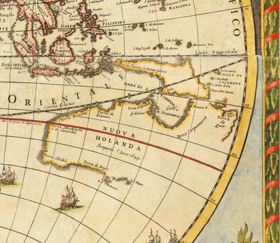 Old World Atlas Map, 1700 by Paolo Petrini - Rare Antique Handcoloured Map