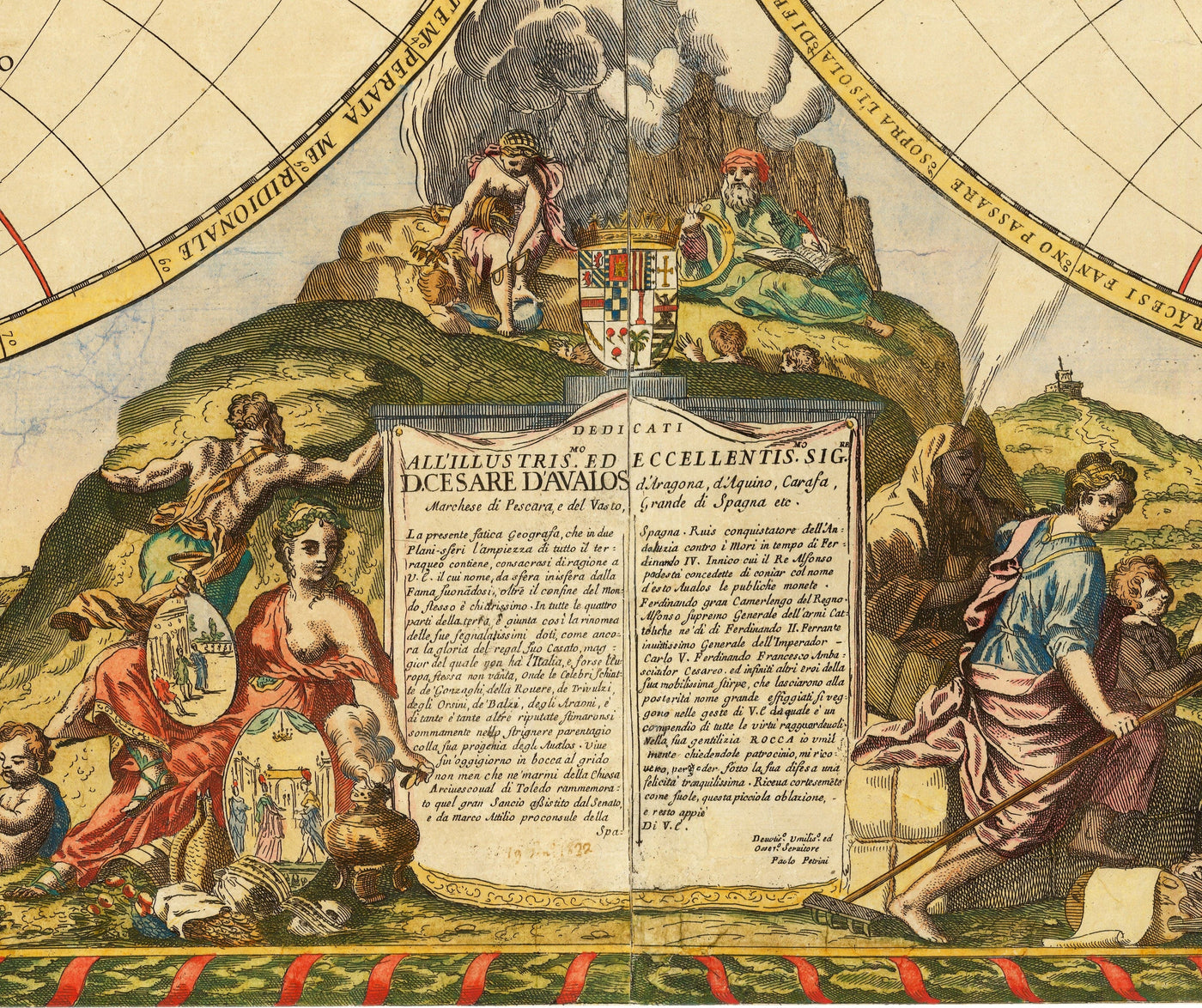 Old World Atlas Map, 1700 by Paolo Petrini - Rare Antique Handcoloured Map