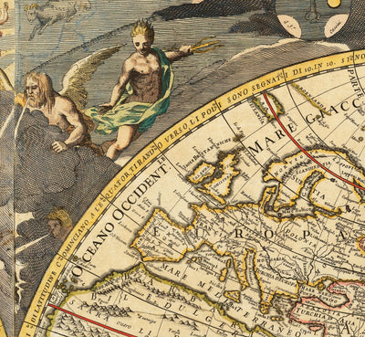 Old World Atlas Map, 1700 by Paolo Petrini - Rare Antique Handcoloured Map