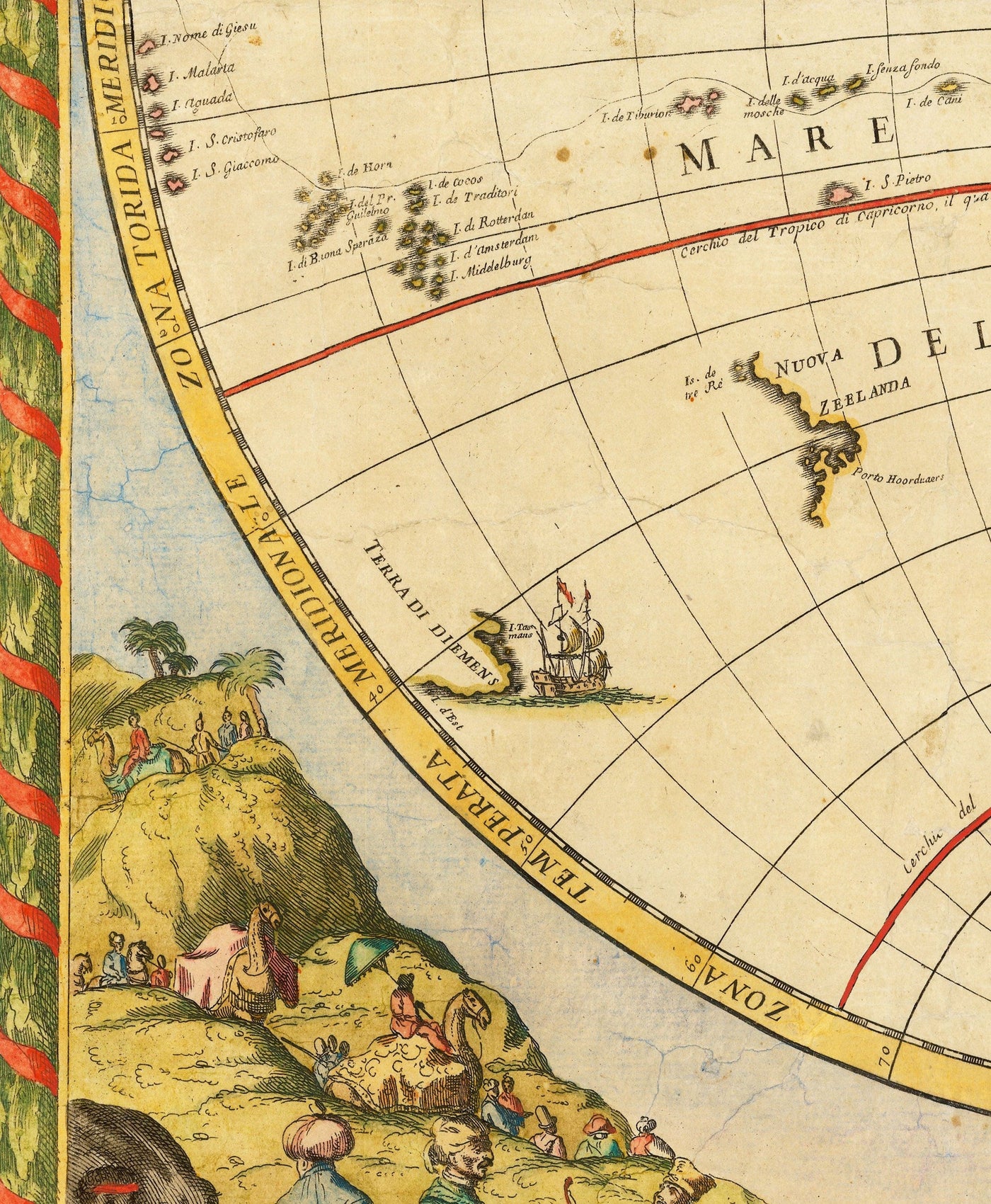 Old World Atlas Map, 1700 by Paolo Petrini - Rare Antique Handcoloured Map