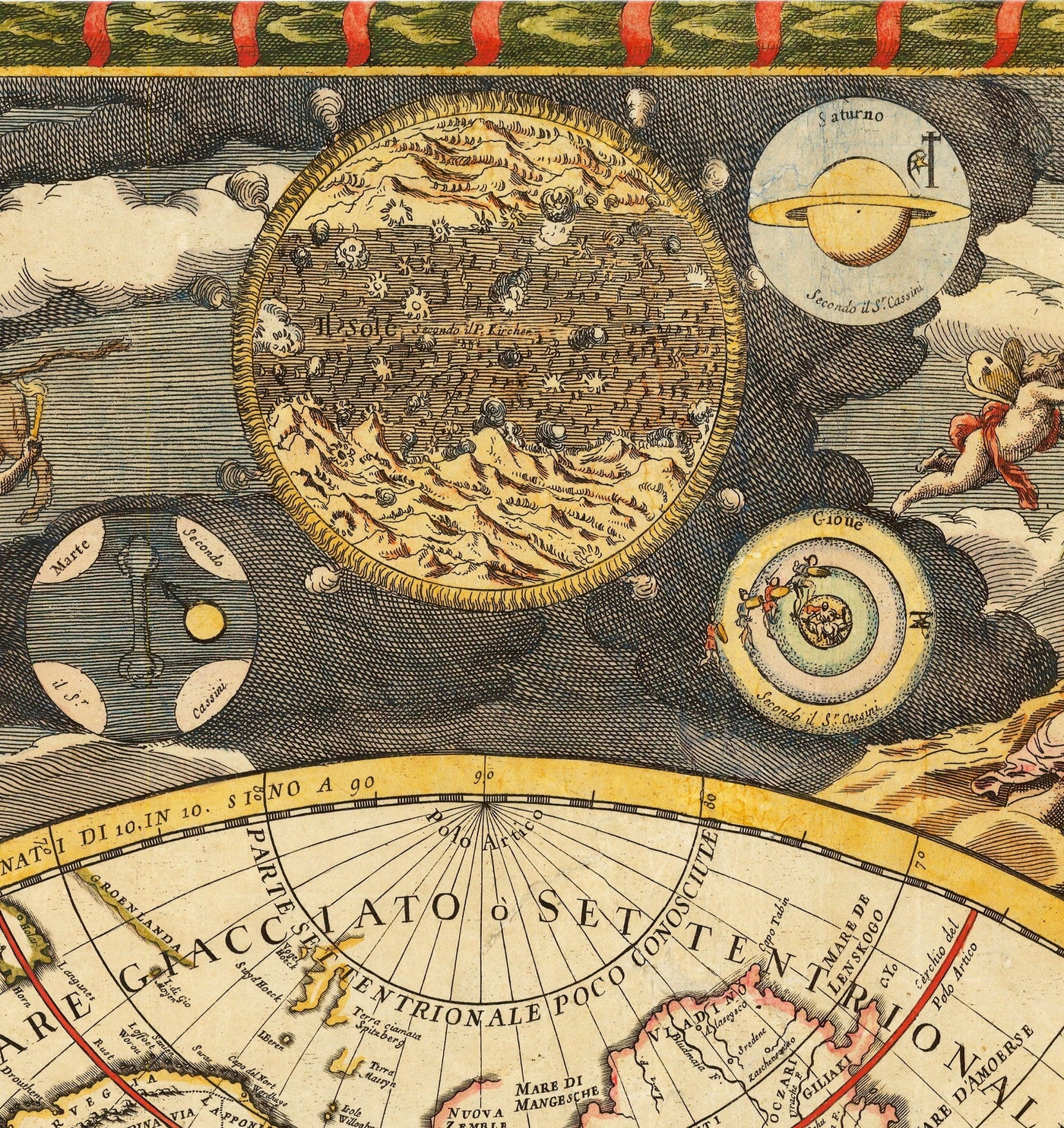 Old World Atlas Map, 1700 by Paolo Petrini - Rare Antique Handcoloured Map