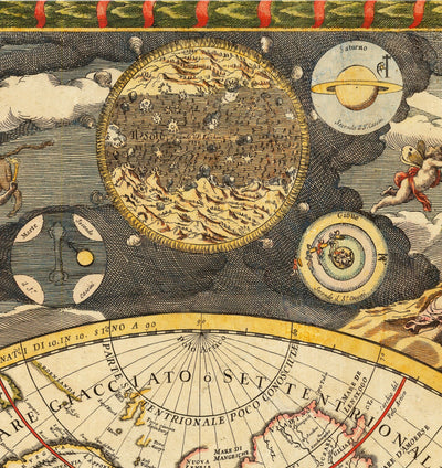 Old World Atlas Map, 1700 by Paolo Petrini - Rare Antique Handcoloured Map