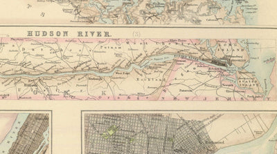 Alte Karte der Häfen und Hafenanlagen im Norden der USA, 1872 von Fullarton - Hudson River, Boston, Philadelphia, New York, Portland 