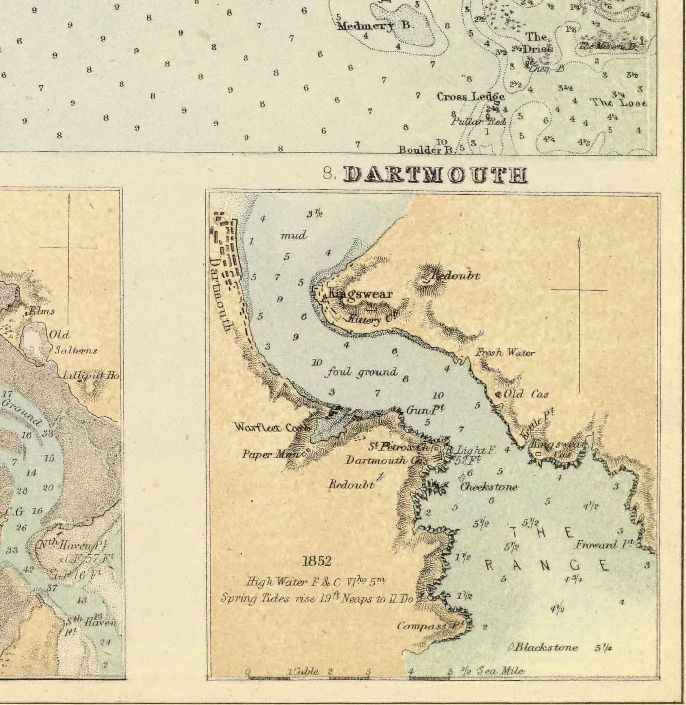 Antiguo mapa de los puertos del sureste de Inglaterra, 1872 por Fullarton - Margate, Dover, Falmouth, Folkestone, Portsmouth